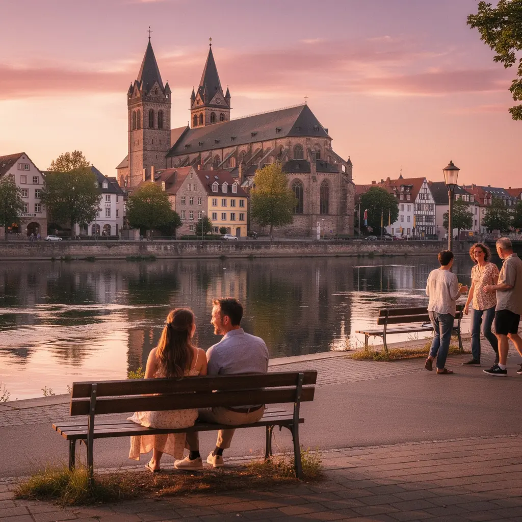 Eine beeindruckende Kathedrale ragt über die Skyline der historischen Stadt.