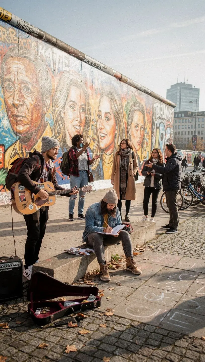 Ein Informationsschild erklärt die Geschichte eines bedeutenden historischen Gebäudes.